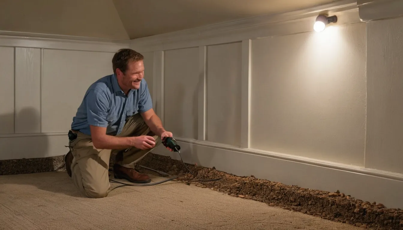 A friendly provider inspecting a basement foundation wall with a homeowner in Baltimore
